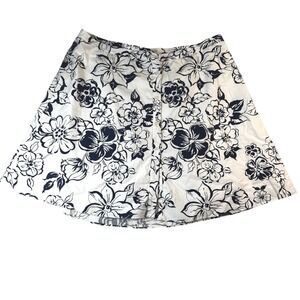 Lauren Ralph Lauren Skirt Womens 18W White Blue Floral Cotton Lined A Line‎